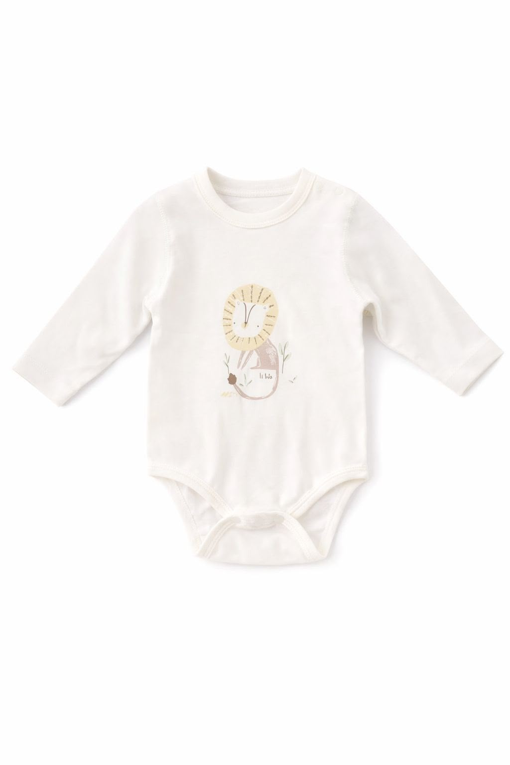 Sky Lion Short Romper - Full front flat lay on white background showing lion illustration