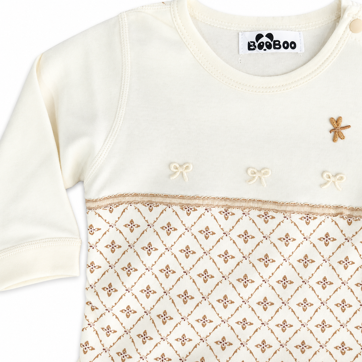Cream Diamond Baby Short Romper
