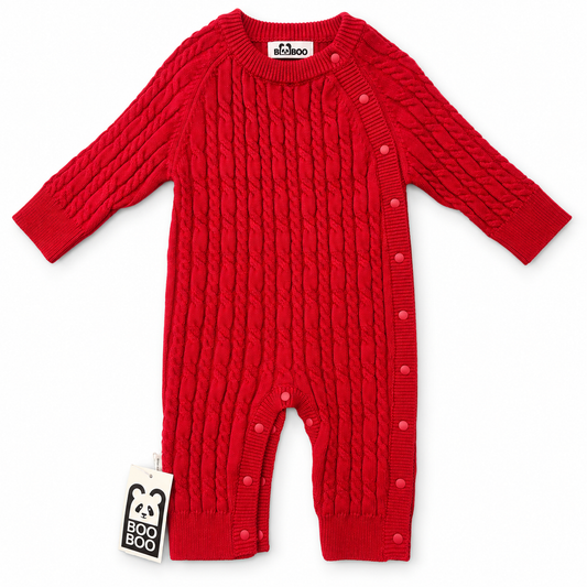 Baby Red Knitted Unisex Romper