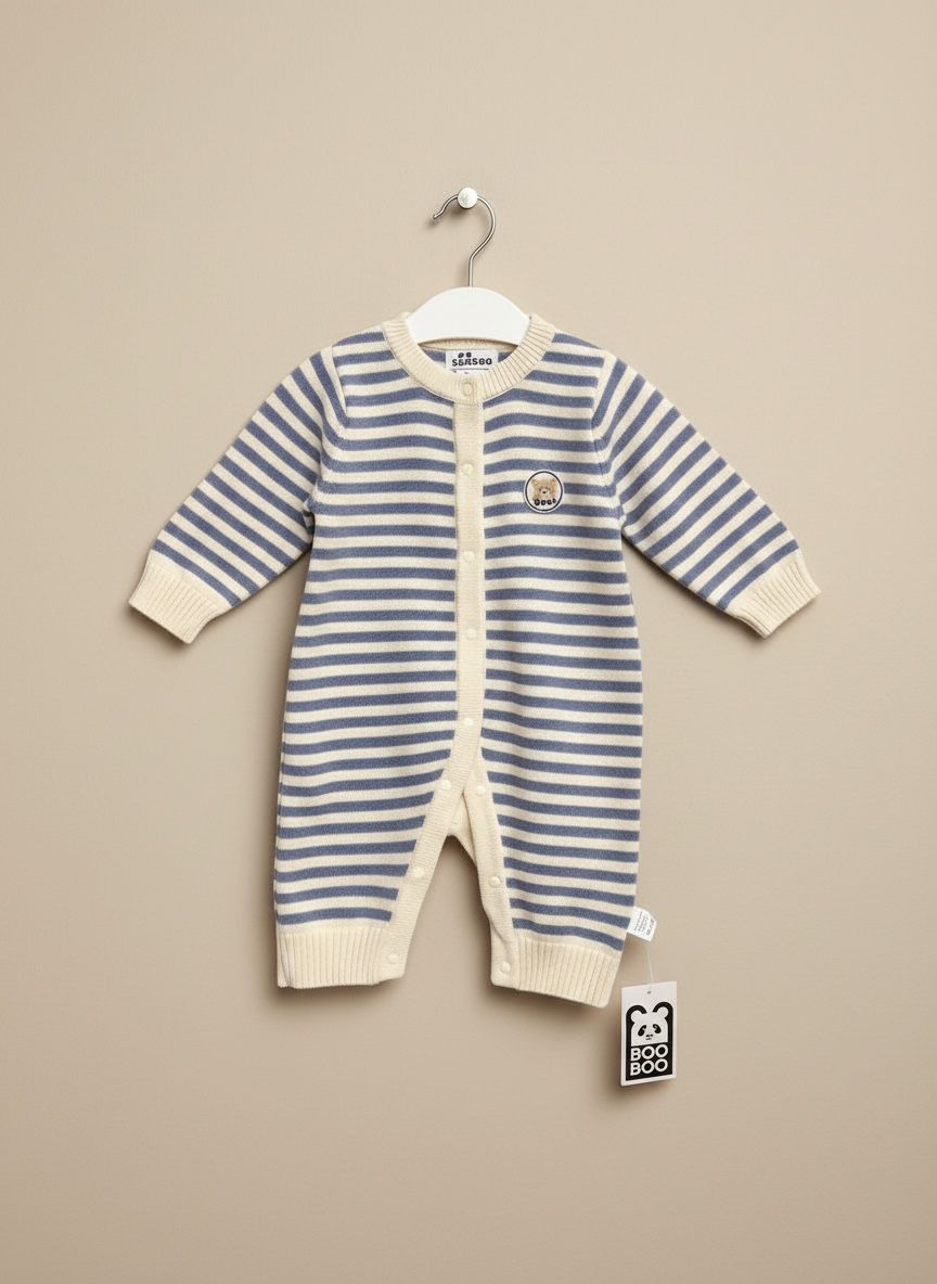 Baby Blue Strips Unisex Long Romper