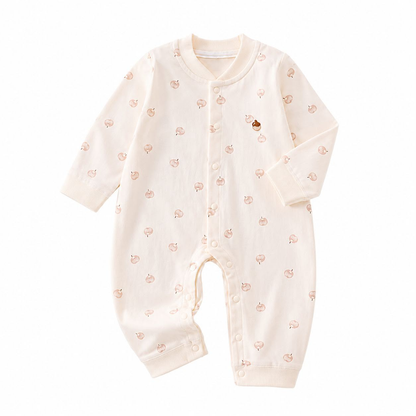 Sweet Peach Baby Romper - Full front view on white background